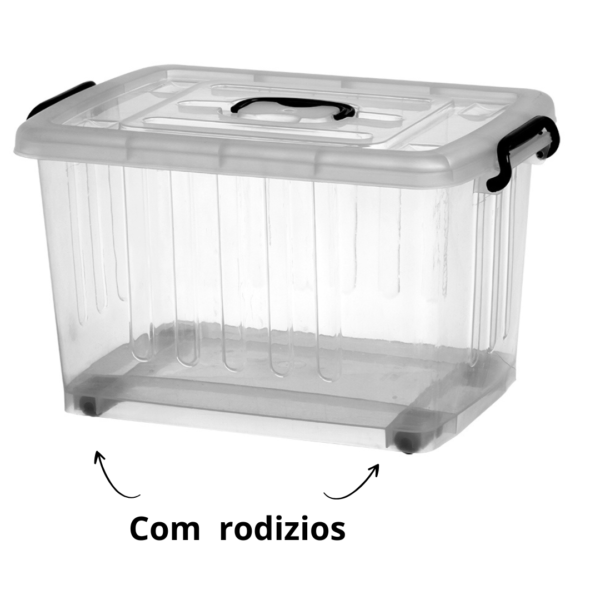 Container Plástico 54,5 L com Rodizio Transparente - Image 3